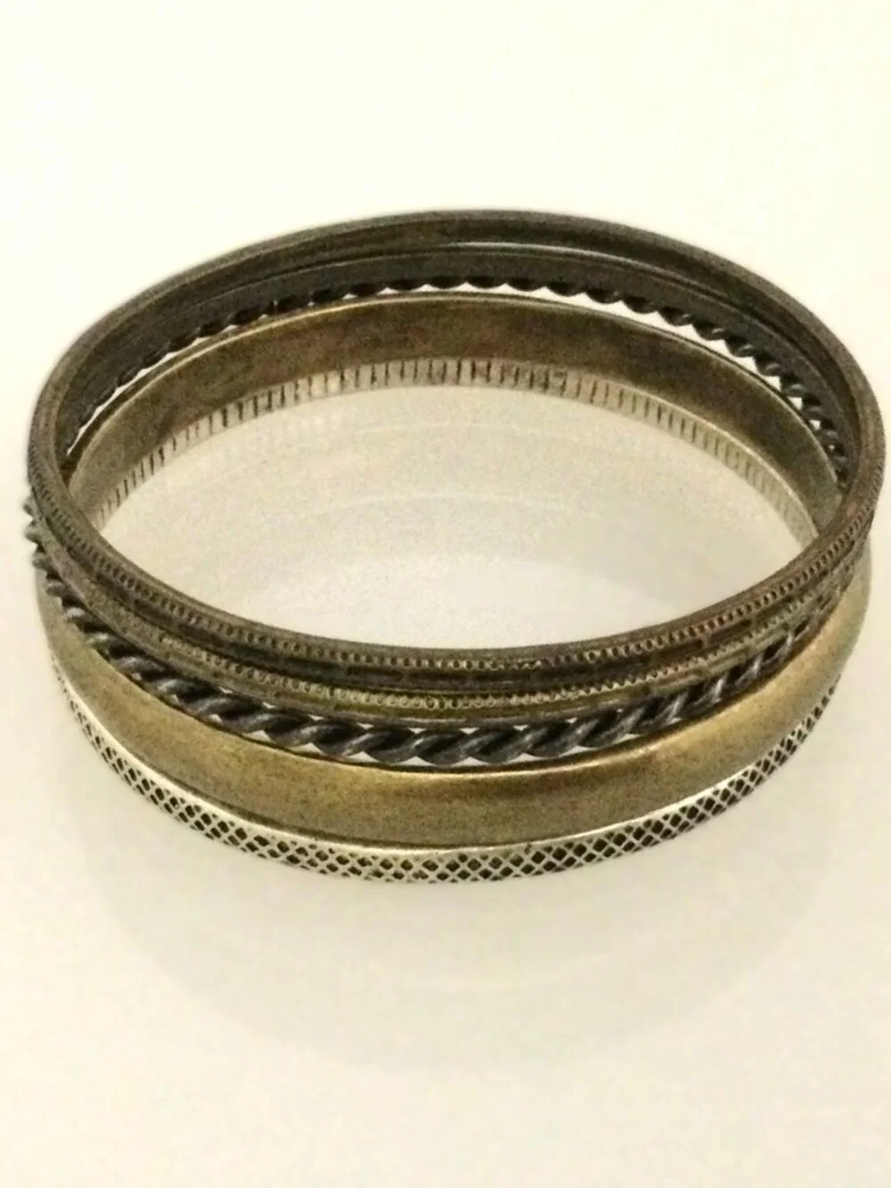 Vintage Mixed Metal Etched Engraved Stacking Bangle Bracelet Lot